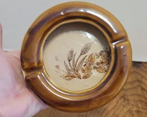 Vintage NEVCO BROWN Drip 5 1/2" Ashtray Taiwan WHEAT Design - Picture 1 of 5