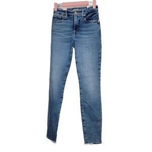 GOOD AMERICAN Good Legs Jeans Worn Raw Hem Women’s Size 2/26 B876 - Picture 1 of 4