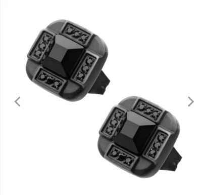 Aretes Cuadrados Plata 925 Cerámica Negra Princesa Laboratorio Creado Ónix Negro Foto 1 de 4