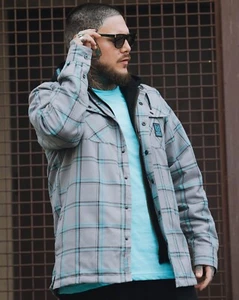 Dixxon Flannel "Midtown" Hooded Flannel Jacket Men's Size MEDIUM Plaid Button - Picture 1 of 14