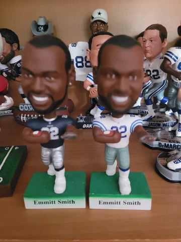 2pc lot Emmitt Smith Dallas Cowboys upperdeck Bobblehead white & blue jersey set Cover