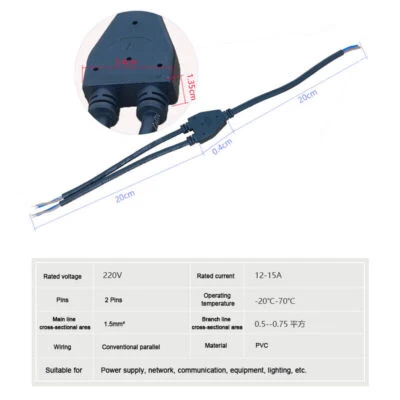 2-4 Pin Splitter For Outdoor CableIp67 Waterproof Cable Plug Parallel Connector - image 1 of 4