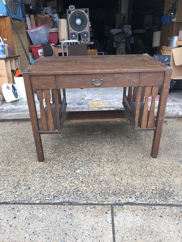 ANTIQUE ARTS AND CRAFTS MISSION OAK STICKLEY STYLE LIBRARY TABLE BOOKCASE DESK Cover