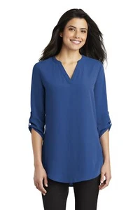 Port Authority LW701 Womens 3/4 Sleeve Tunic V Neck Stylish Blouse - Picture 1 of 9