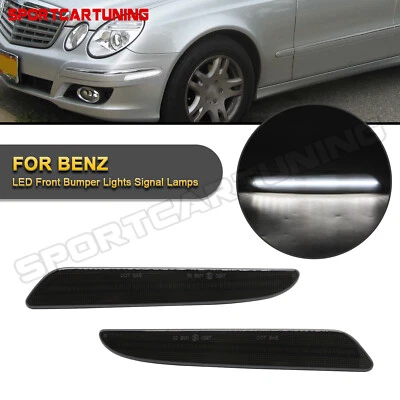 For 07-09 Mercedes W211 E320 E350 E550 White LED Bumper Side Marker Light Smoked — 第 1/4 张图片