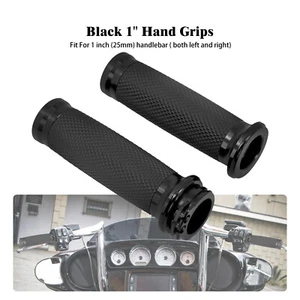 1" Black 25mm Handle Bar Hand Grips For Harley Touring Sportster Dyna Softail - Bild 1 von 20