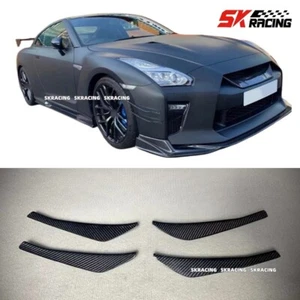 For Nissan GTR R35 Carbon Fiber Front Bumper Side Splitter Canard Fins Trim 4Pcs - Imagen 1 de 9