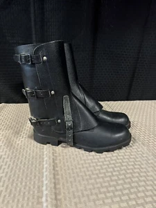 VINTAGE SWISS LEATHER GAITERS, MILITARY LEGGINGS, SPATS, MOTORCYCLE , CAMPING - Picture 1 of 10