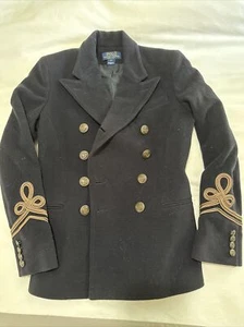 POLO RALPH LAUREN Military Officer Navy JACKET Wool Cashmere Velvet Italy 14 - Picture 1 of 10