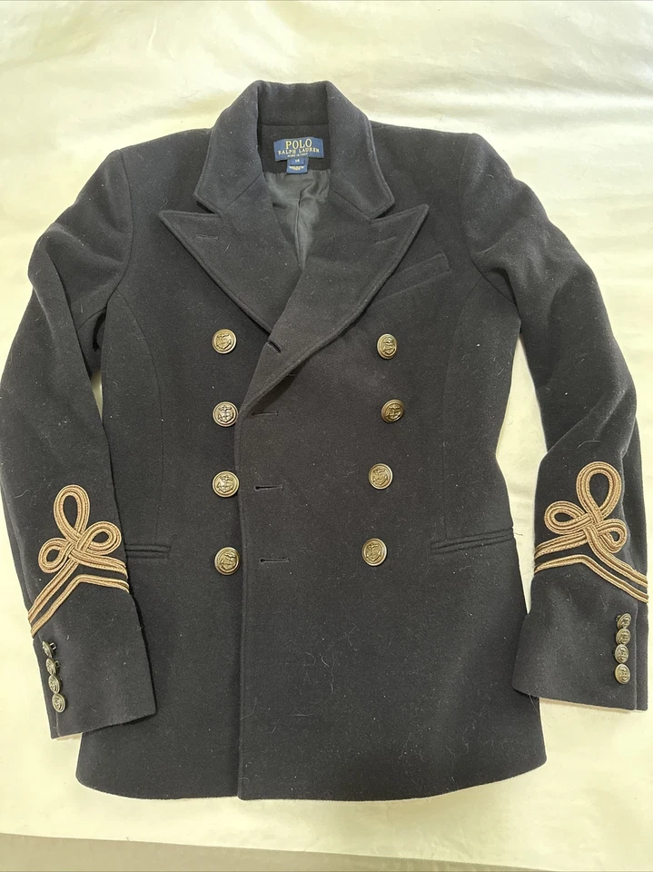 POLO RALPH LAUREN Military Officer Navy  JACKET Wool Cashmere Velvet Italy 14 - Image 1 of 4