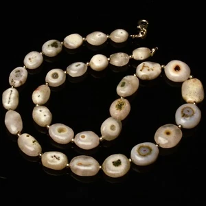 Collar de 17" con gemas de cuarzo solar natural tamaño de 9 a 14 mm cuentas ovaladas en forma de pepita - Imagen 1 de 11
