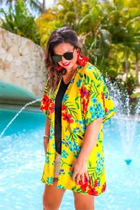 Walking On Sunshine Floral Kimono - Picture 1 of 6