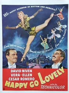 Vintage happy go lovely movie flyer, David Niven, Vera ellen, Cesar Romero - Picture 1 of 1