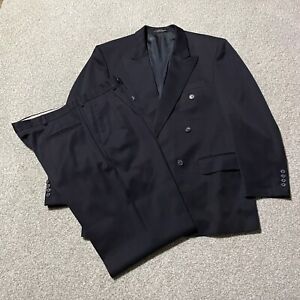 Gianfranco Ruffini 100% Wool Suit Double Breasted Blue 42R W35X30 Make an Offer!