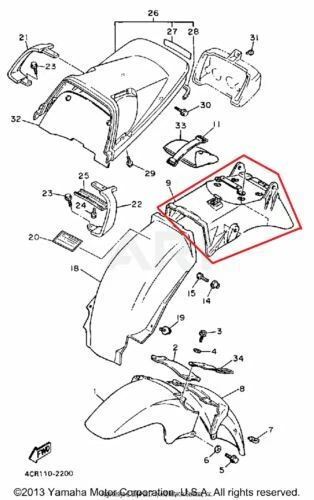 NEW OEM YAMAHA FJ1200 FJ 1200 REAR FENDER FAIRING BLACK - Image 1 of 1