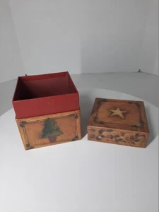 Bob’s Boxes Primitive Colors Christmas 4 1/8" Decorative Box R. A. Lang Card Co. - Picture 1 of 13