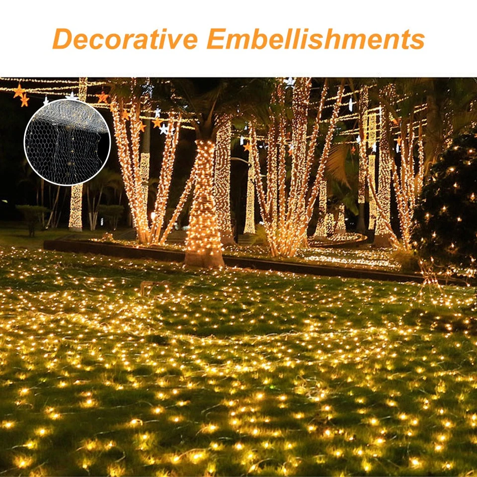 300 LED Net Mesh Light Fairy String Curtain Lamp Waterproof Outdoor Party Decor - Image 1 of 4