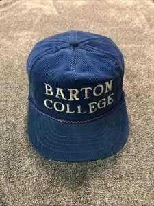Cappello vintage Barton College in velluto a coste snapback college blu berretto in corda - Foto 1 di 6