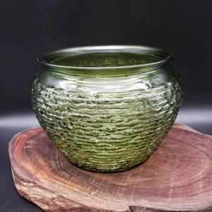 Anchor Hocking Soreno Avocado Green Textured Glass Jar Vase 5.75"x 4.75" Humidor - Picture 1 of 5