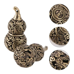 1 Set of 2PCS Solid Brass Gourd Key Pendant Hanging Decor Gourd - Picture 1 of 12