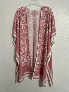 Traje de baño para mujer con cubierta de playa talla única floral frente abierto kimono #395 nuevo sin etiquetas - Imagen 1 de 5
