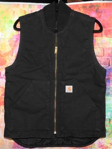 Carhartt Relaxed Fit Firm Duck Insulated Black Vest - Small 0V0001-Medium Med - Picture 1 of 10