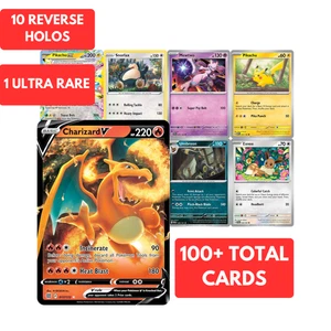 Pokemon Card Lot 100 OFFICIAL TCG Cards + Ultra Rare | VMAX EX VSTAR OR V - Picture 1 of 1