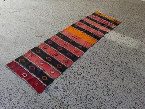 Vintage Turkish Kilim Runner Rug 2.5x9.2 ft Handwoven Tribal Wool Carpet - Picture 1 of 10