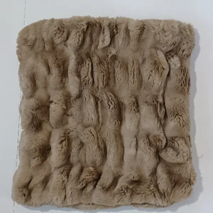 Pottery Barn Ruched Faux Fur Pillow Cover 18” Taupe Marketing Sample - Picture 1 of 5