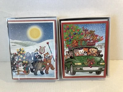 New 40 Caspari 2-sets Of 20 Cat, Kitty, Kittens Christmas Cards - Image 1 of 4