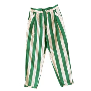 forte_forte grün-weiß gestreifte Tapered Hose Größe 1 / US 4 - Bild 1 von 8