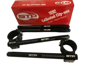 STP Tek2 50mm Calibrated road race black anodised Clip-Ons & Spare Tubes - Picture 1 of 11
