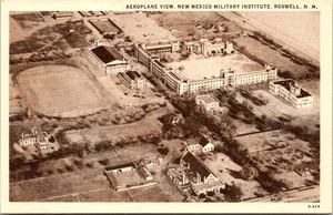 Vintage Postcard Airplane Aerial View New Mexico Military Institute Roswell J5 - Picture 1 of 2