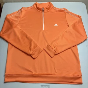 Adidas Golf - Herren Large Orange 1/2 Zip Pullover Langarm Weiß Streifen - Bild 1 von 10