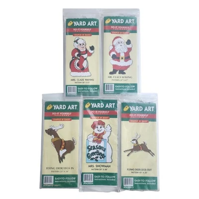 Lot 5 Do-It-Yourself Yard Art Christmas Patterns Santa Mrs Claus Snowman Deer - Image 1 of 4