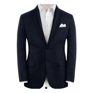 Hickey Freeman 42R Textured Wool LINDSEY 2 Button Blazer Jacket Pinstripe Blue - Picture 1 of 9