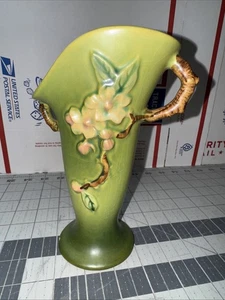 Vintage Roseville Pottery Vase Apple Blossom Vase 382-7 Flowers Apple Blossom - Picture 1 of 10