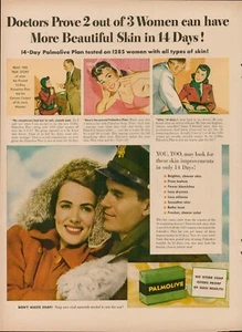 1944 Health Beauty Palmolive Soap 1940s Vintage Print Ad Face Skin Doctors Days - Picture 1 of 7
