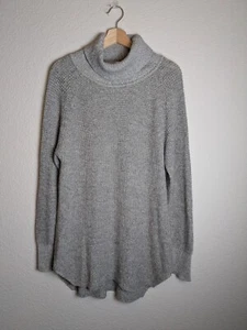 Quinn Crochet Knit Turtle Neck Longline Sweater Gray Size Large Minimal - Picture 1 of 8