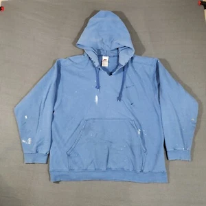Vintage Nike Hoodie Mens Size Large Blue Sweatshirt Pullover Distressed Made USA - Picture 1 of 22