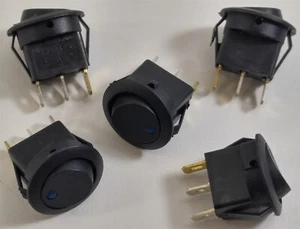 Install Bay IBRRSB No Lead Round Rocker Switch with Blue LED - 5 Pack - Picture 1 of 7