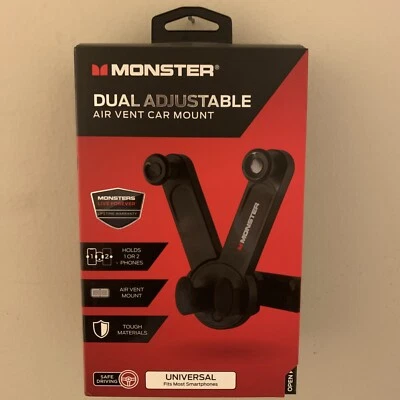 Montaje de coche Monster doble ajustable con ventilación de aire para 1 o 2 teléfonos Foto 1 de 2