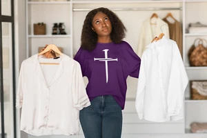 JESUS CROSS with NAILS - Christian Tee Religion God SWEATSHIRTS & HOODY'S - Picture 1 of 24