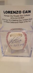 Lorenzo Cain autographed 2014 World Series baseball KC Royals CoA