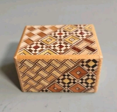 Japanese Puzzle Box Hakone Yosegi Samurai Wooden Secret Trick Box 2.25x2x1.5 ~#1 - Image 1 of 4