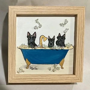 sm. powder room / bathroom print BUBBLE BATH - SCOTTISH TERRIER SCOTTIE - Picture 1 of 1