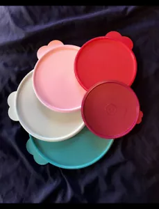 Set Of 4- Tupperware Seals Lids Wonderlier Bowl Mint Pink Coral Fuschia NO TEAL - Picture 1 of 6