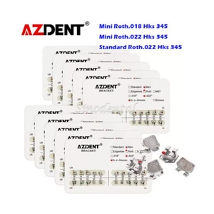 AZDENT Dental Orthodontic Metal Brackets Braces Mini Roth 0.022 Hook3/Hook345 - Picture 1 of 22