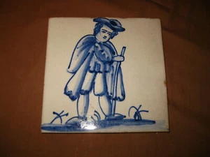 ANTIKE PORTUGIESISCHE BAROCKFLIESE 19. JAHRHUNDERT SCHÜFERHUND SELTEN  - Bild 1 von 2