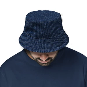 Denim Print - Bucket Hat Fashion Sun Cap Outdoor Hat Unisex - Picture 1 of 11
